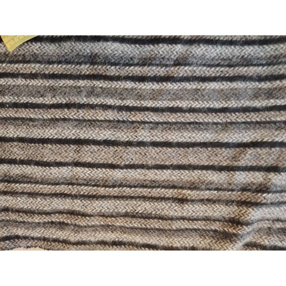 Jos. A. Bank Men's Cashmere Gray Striped Scarf Italy Fringe Ends Dark Light Gray - Picture 2 of 3